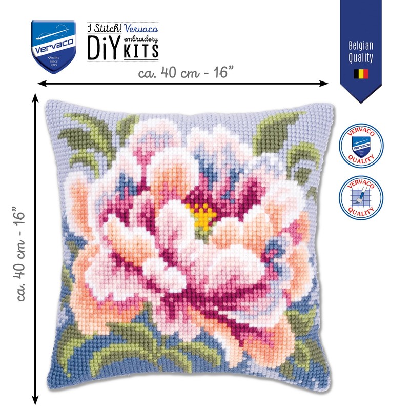 Vervaco - Kit de cojín de punto de cruz, camelia,