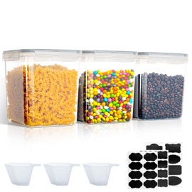 VINATO 2.5L Contenitori Ermetici per Alimenti 3pezzi- Barattoli per Cereali, Farina | Conservazione Senza BPA, con Etichette & Misurini