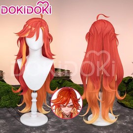 KIRA KIRA Pyro Archon Mavuika Wig Cosplay Wig Game Genshin Impact Natlan Mavuika Wig Long Curly Orange Hair for Cosplay