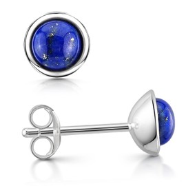 Materia by Matthias Wanger Gemstone Stud Earrings 925 Silver for Women Rhodium-Plated, Sterling Silver