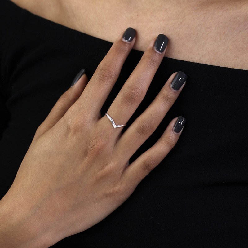 Sterling Silver 2mm Simple Wishbone Stacking Ring Size S (I