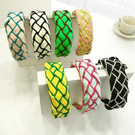 Fashion Women Knotted Jeweled Headband Crystal Embellished Mixed Top Hairband ladies Twist Nylon Hair Accessories for Girls (Green)