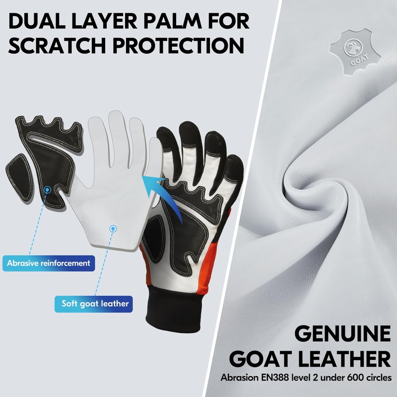 Vgo... Chainsaw Gloves,12-Layer Chainsaw Protection on Left Hand Back,Safety Goat