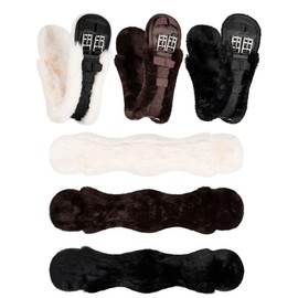 Equinate Luke Saddle Girth with Synthetic Lambskin - Anatomical Short Girth Belly Belt Dressage Girth 50 60 70 80 cm Natural Brown Black (60 cm Black)