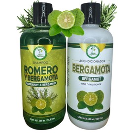 Romero & Bergamota Shampoo 16.9 fl oz + Bergamota Acondicionador 16.9 fl oz (Rosemary & Bergamot Shampoo + Bergamot Conditioner 16.9 fl oz) | Moisturizing | Natural Ingredients | Premium Quality