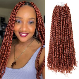 The BOHOBABE Crochet Passion Twist Hair Pretwisted 20 Inch Long Pre-looped Passion Twist Crochet Braiding Hair 8 Packs(350#)