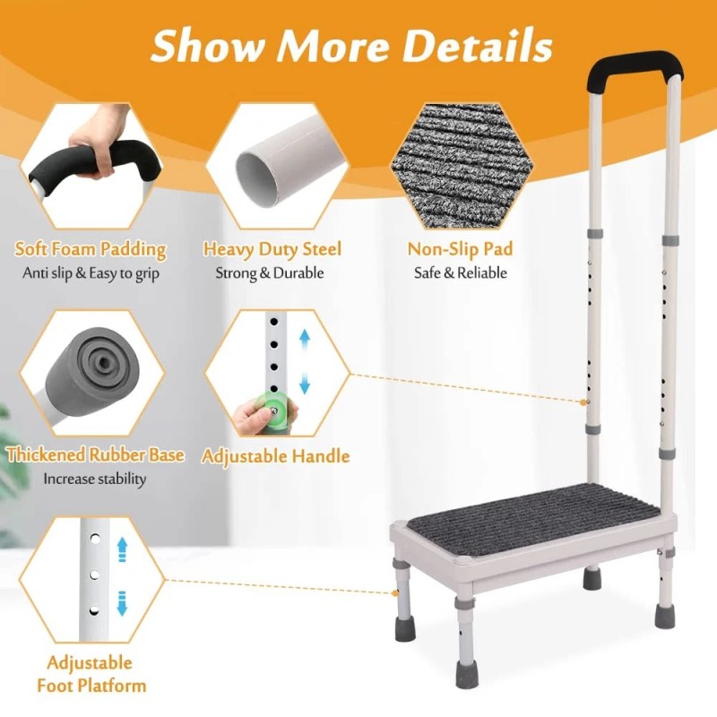 NEAUDE Step Stool with Handle for Elderly Adults, High Beds
