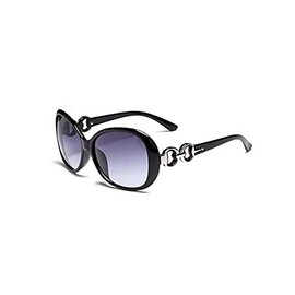 TECH-LINE-DIRECT FASHION ACCESSORIES Black Ladies Vintage Style Sunglasses Oversize Round Frame Retro Designer Shades