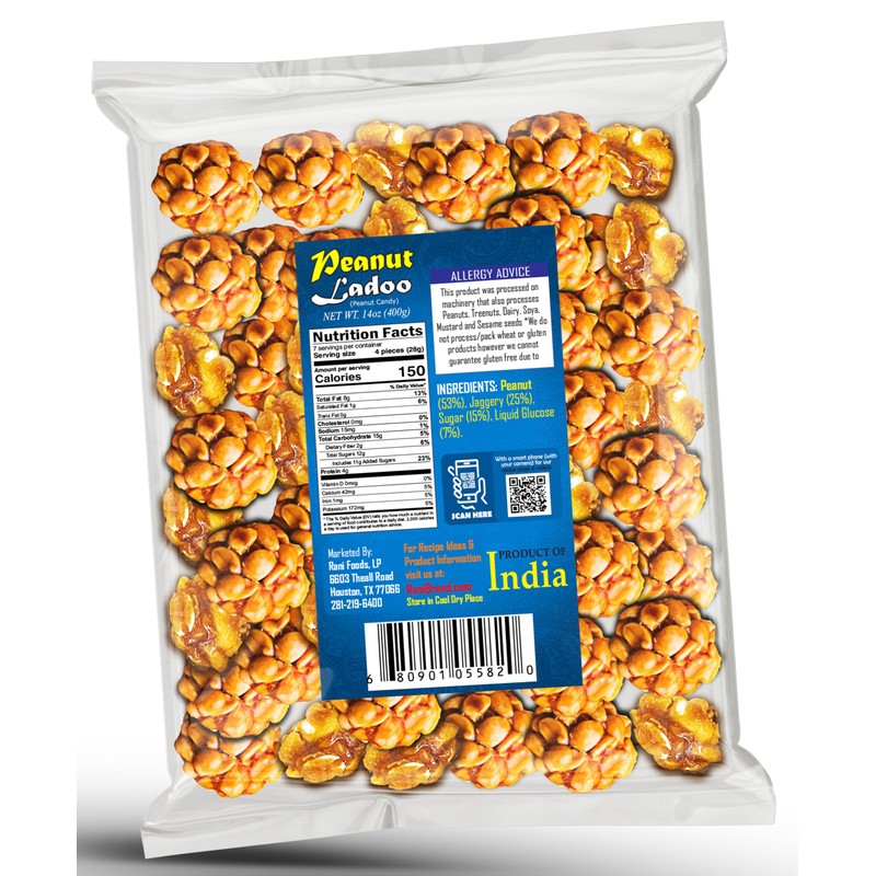 Rani Peanut Ladoo (Round Peanut Brittle Candy) 14oz (400g) ~