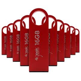 Kit De 10 Piezas De Memorias USB De 16GB 4GEEK Color Rojo Ideal para Transferencia De Fotos, Música Y Documentos Compatible con Computadoras Solo debes conectarlo al Aparato y Arrastrar los Archivos.