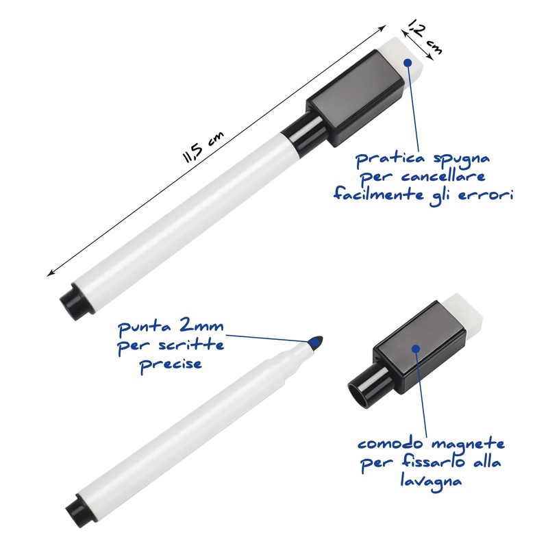 Leddy Living 6 Erasable Magnetic Whiteboard Markers with Cap with