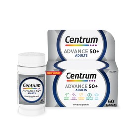 Centrum Advance 50+ Multivitamin Tablets for Men and Women, Vitamins with 24 Essential Nutrients including Vitamin C, D and Zinc, 60 ct (Packaging and Tablet colour may vary slightly)