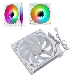 140mm ARGB PWM Chassis Fan, Addressable RGB Cooling Fan 5V 3PIN Connector, 650-1850RPM Speed, PWM Fan for CPU Cooler for Radiator PC Chassis, Quiet & Stable Cooling (Reverse White)