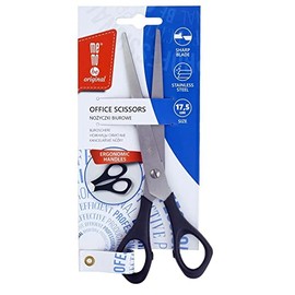 Memobe Office Scissors, Multi-Purpose Office Scissors Made of Stainless Steel with Comfortable Handle, Rustproof Scissors, Multifunctional Scissors, Design Universal Scissors, Black, 17.5 cm
