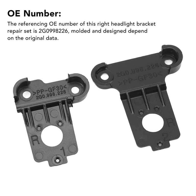 Front Right Headlight Bracket Repair Set 2G0998226 Aluminium Alloy Headlamp
