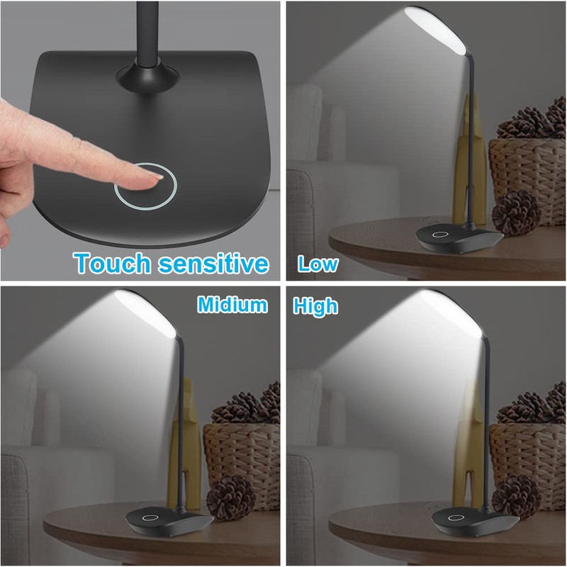 DEEPLITE LED Desk Lamp with Flexible Gooseneck 3 Level Brightness,