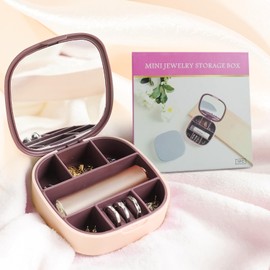 Mini Portable Travel Jewelry Organizer with Mirror & Compartments – Compact Case for Rings, Earrings & Necklaces