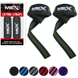 Mexstrength Weightlifting Straps for Lifting, Powerlifting, Bodybuilding, Strength Gym Training, Deadlift, Neoprene Padded Lifting Straps (Green)