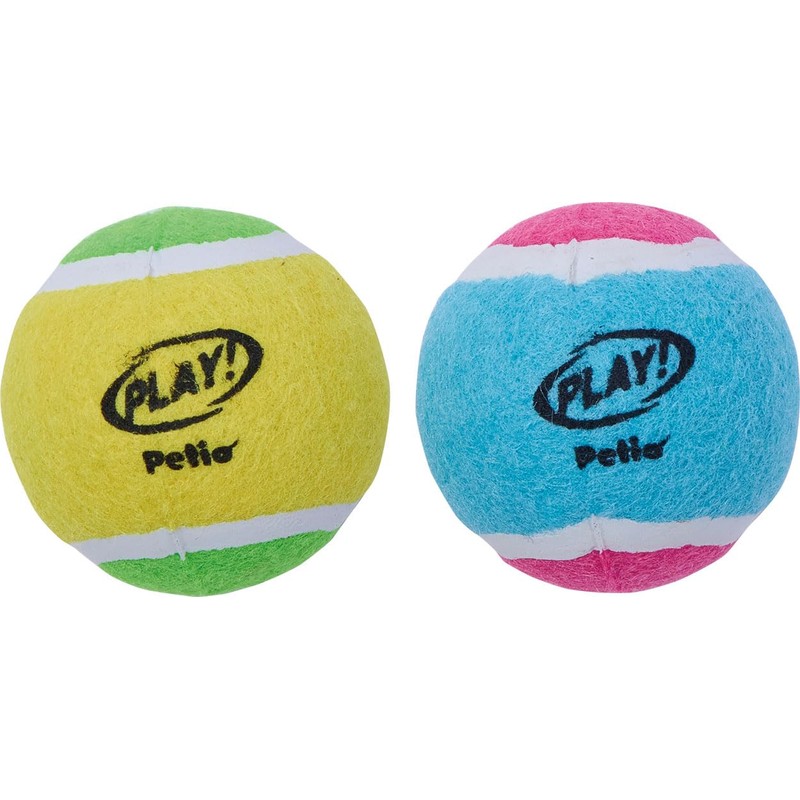 Petio Dog Toy PLAY Squeaker Tennis Ball, Small, Set of