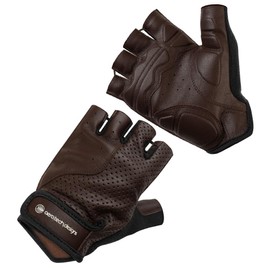 AERO|TECH|DESIGNS | Vintage Leather Gel Padded Palm Fingerless Gloves | X-Small | Brown