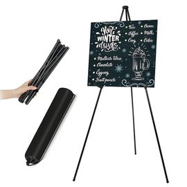 BSTMOME Display Artist Easel Stands - 63" Instant Tripod Collapsible Portable Floor Easels - Easy Folding Adjustable Art Poster Metal Stands for Display Show, Wedding, Painting (Black)