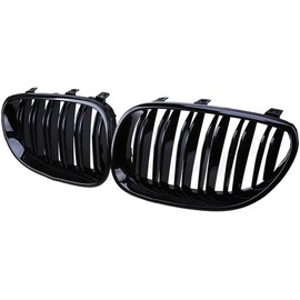 E60 E61 5 Series 04-09 Gloss Black Sport Kidney Double Line Front Grille - Pair