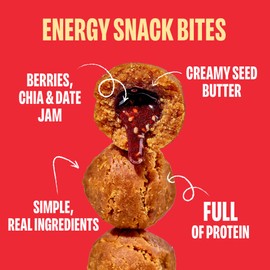 Smash Foods Energy Bites | Variety Pack | 5 Gluten-Free Vegan Snack Balls with No Sugar Added | Protein, Superfood Jam, Chia Seeds | On-the-Go Convenience | 8 Packs
