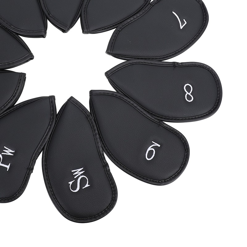 10PCS Golf Club Head Cover PU Leather Protective Abrasion Resistant
