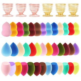 Juego de 45 esponjas de maquillaje, 39 esponjas veganas sin látex, con 6 soportes para licuadora, base de maquillaje para base de maquillaje y polvos para polvos líquidos, crema BB (estilo 2)