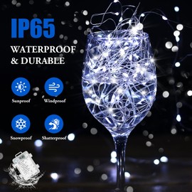 Lakumu 4-Pack 33FT 100 LED Fairy Lights Battery Operated, Remote Control String Lights with Timer, 8 Modes Waterproof Outdoor Twinkle Lights for Bedroom Classroom Dorm DIY Christmas Party, Cool White