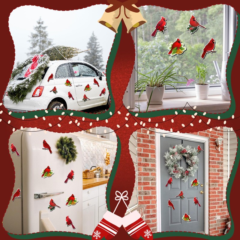 Photect 8 Pcs Cardinal Bird Screen Door Magnets Flexible Decorative