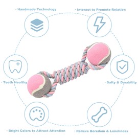 HCHYEY Dog Rope Toy, Dogs Toy with Tennis Balls for Aggressive Chewers - Interactive Pet Tug Rope Ball for Training & Promoting Relationship, Pets Chew Toy for Small, Medium, Large Dogs (Pink)