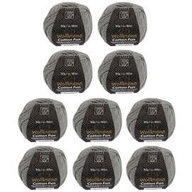 Wollbiene Cotton Fun Knitting Wool 55% Cotton - Various Colours Selection, Yarn, Amigurumi Jeans 10 x 50 g (23 Grey)