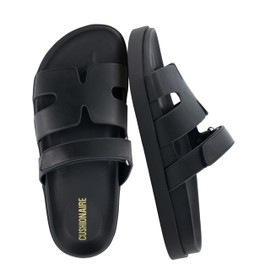 CUSHIONAIRE Estate Womens Sandals with Cut-Out Band & Adjustable Strap with Memory Foam, Summer Sandals for Women 2025, BLACK 10