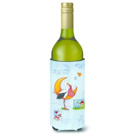 Caroline's Treasures APH1017LITERK Expecting Stork Bringing Baby Wine Bottle Hugger Bottle Cooler Sleeve Hugger Machine Washable Collapsible Insulator Beverage Insulated Holder
