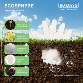 Envfender Compostable Food Gloves 100% Compost Disposable Food Grade for Kitchen Cooking Cleaning ASTM D6400 BPI Certified 100 Couts Large