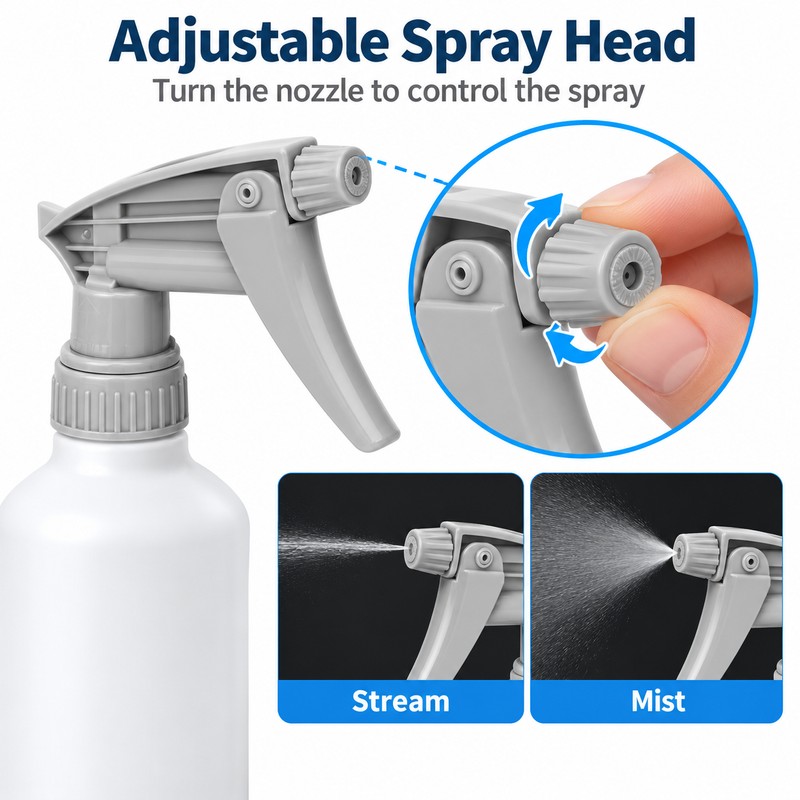 5-Pack Adjustable Trigger Sprayer Heads for Spray Bottles