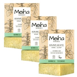 Meina Natural Cosmetics - Organic Hair Soap with Nettle and Peppermint, Certified, Vegan, Sustainable, Handmade, Plastic-Free, No Palm Oil, Like a Solid Shampoo - 80 g