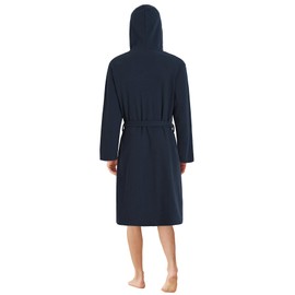 Latuza Men's Waffle Knit Hooded Robe Lightweight Bathrobe, Navy, Medium
