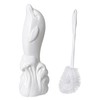 Dolphin Ceramic Toilet Brush Holder with Plastic Brush Set-White by