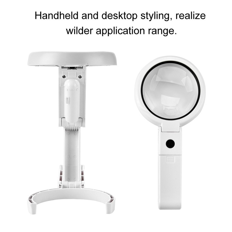 5/11X Magnifying Glass with 8 LED Light Hnadheld Desktop Multifunctional
