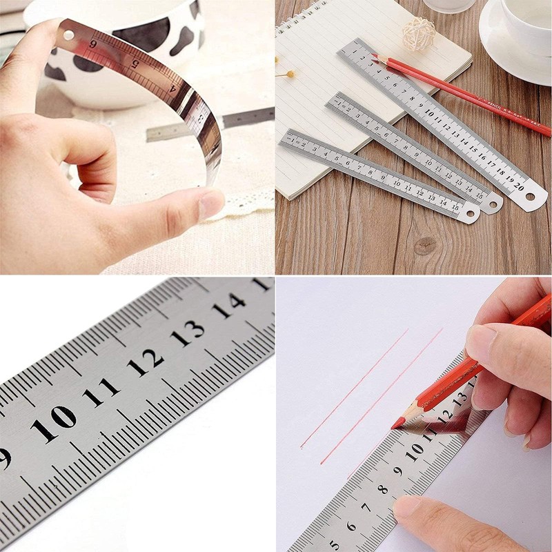 Straight Ruler, 11.8 inches (30 cm), Steel Ruler, Stainless Steel