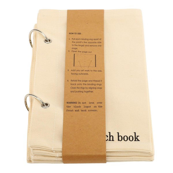CHEOTIME Blank Fabric Sketchbook, Linen Folding Portable Travel Journal Fabric