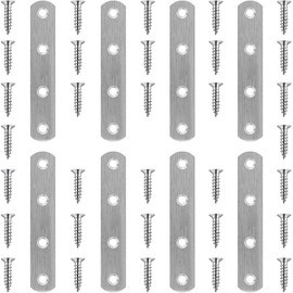 YEWLACA 8 Pack Flat Straight Brace Brackets 4 Inch Stainless Steel Mending Plates Repair Fixing Brackets Heavy Duty Straight Repair Joining Plates with Screws