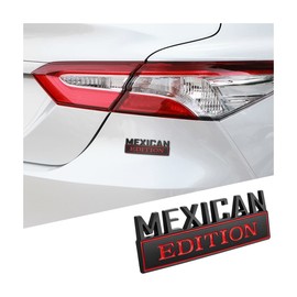 zipelo Mexican Edition Emblem for Car, 3D Car Letters Metal Material Sticker, Auto Side Fender Rear Bumper Badge Decoration Decals, Vehicle Exterior Accessories for SUV Truck (Black/Red)