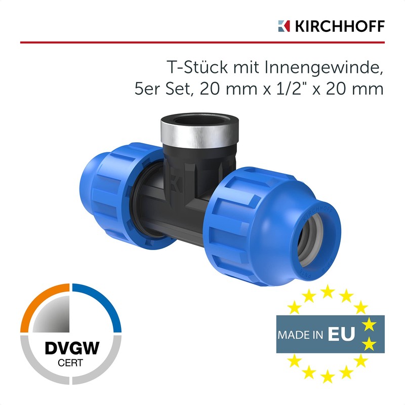 Kirchhoff Fitting T-piece with internal thread, plastic 1/2 inch x