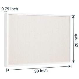 OWLKELA 20'' x 30'' Linen Bulletin Board, White Framed Corkboard, White Oak Frame Linen Cork Board, Vision Board and Decorative Hanging Pin Board