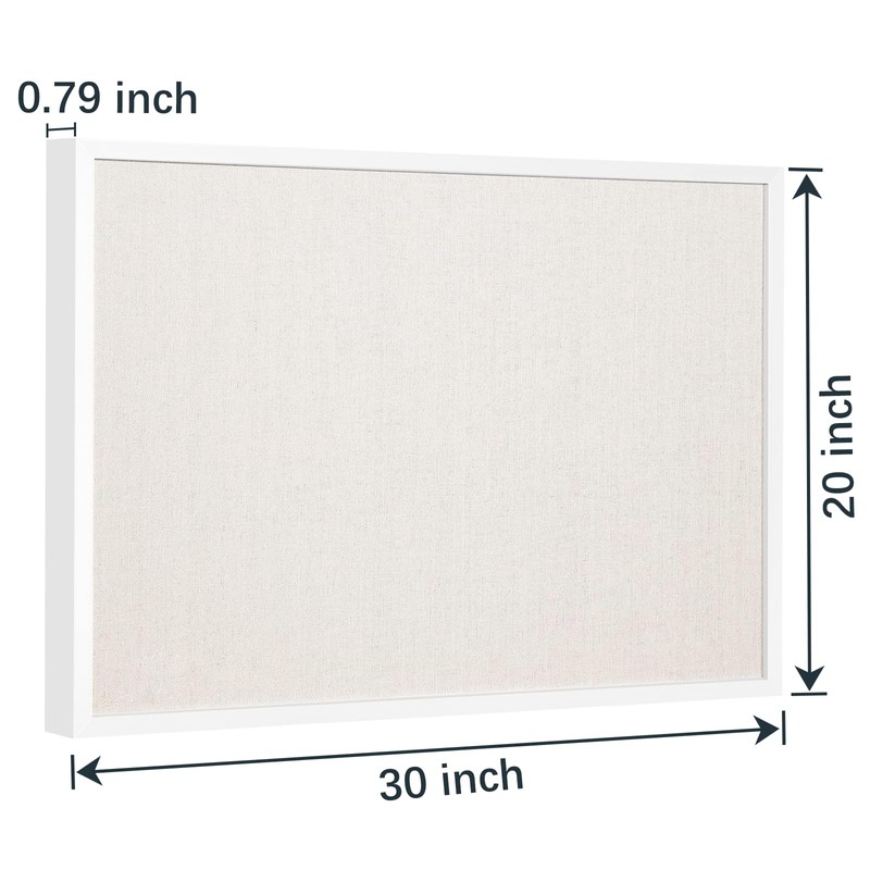 OWLKELA 20'' x 30'' Linen Bulletin Board, White Framed Corkboard,