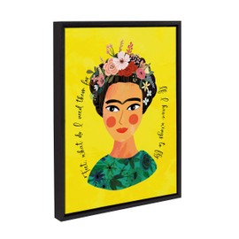 DesignOvation Sylvie Frida Framed Canvas Wall Art By Mia Charro, 18x24 Black, Colorful Portrait Home Decor
