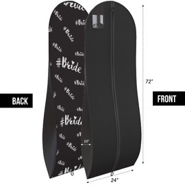Wedding Dress Bag for Gowns Long - Wedding Dress Garment Bag Travel - 72" Wedding Garment Bag - Extra Long Bridal Garment Bags - Wedding Dress Storage Bag Preservation (Black #BRIDE)